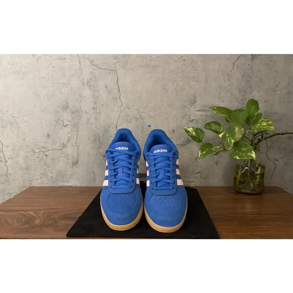 Adidas Women's Breaknet Lace-Up Casual Sneakers Blue/Pink Gum Sole Size 8.5
